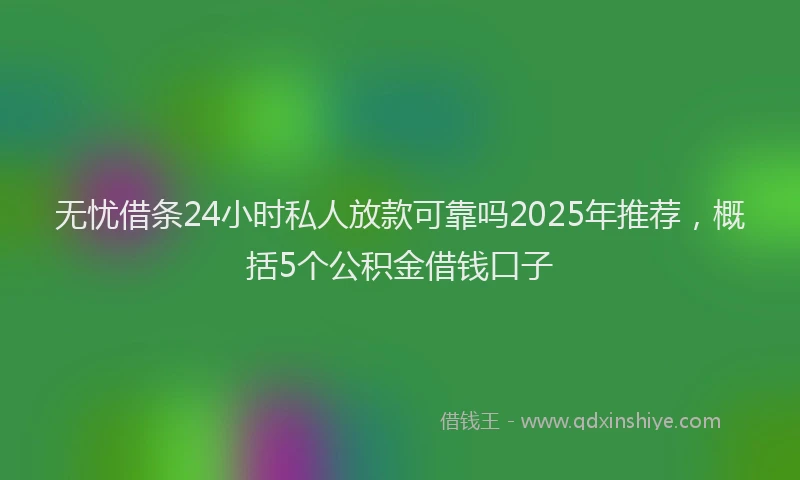 无忧借条24小时私人放款可靠吗2025年推荐，概括5个公积金借钱口子