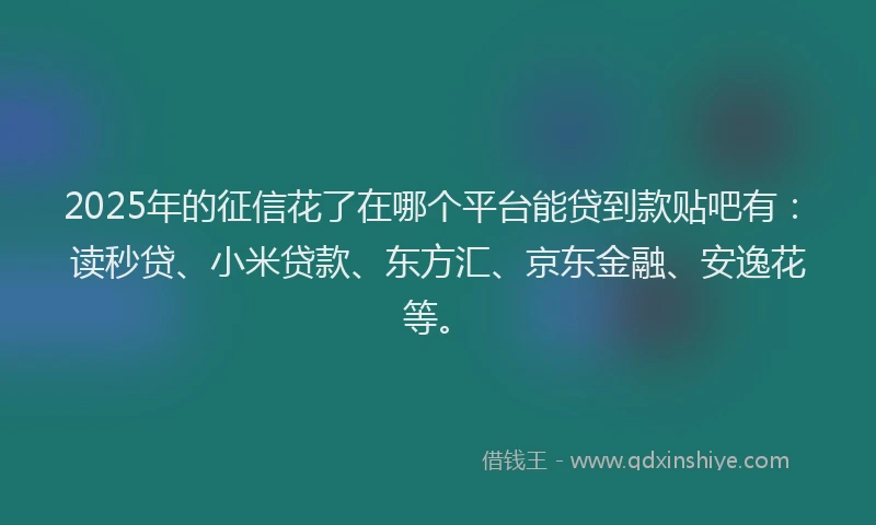 2025年的征信花了在哪个平台能贷到款贴吧有：读秒贷、小米贷款、东方汇、京东金融、安逸花等。