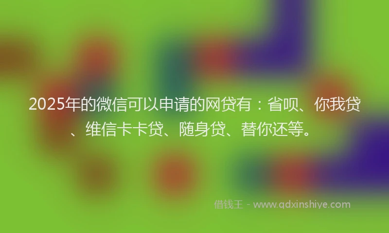 2025年的微信可以申请的网贷有：省呗、你我贷、维信卡卡贷、随身贷、替你还等。