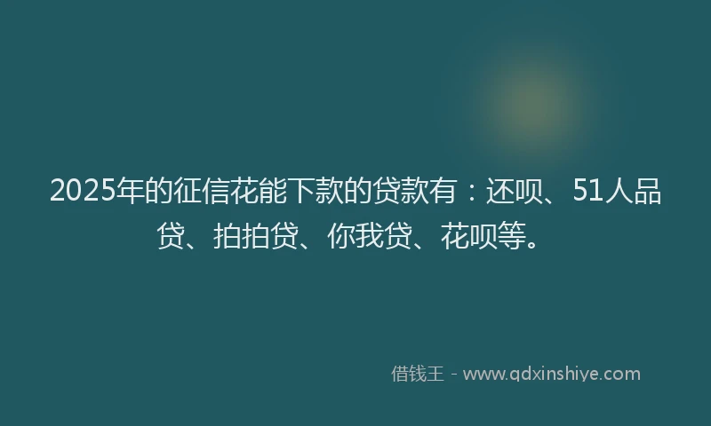 2025年的征信花能下款的贷款有：还呗、51人品贷、拍拍贷、你我贷、花呗等。