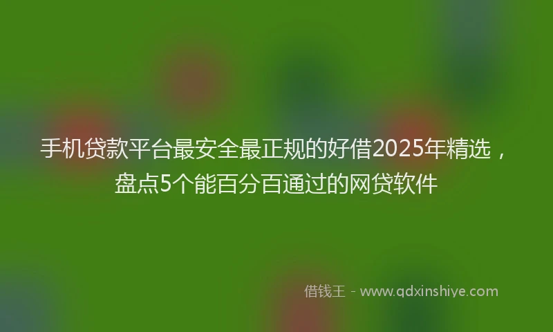 手机贷款平台最安全最正规的好借2025年精选，盘点5个能百分百通过的网贷软件