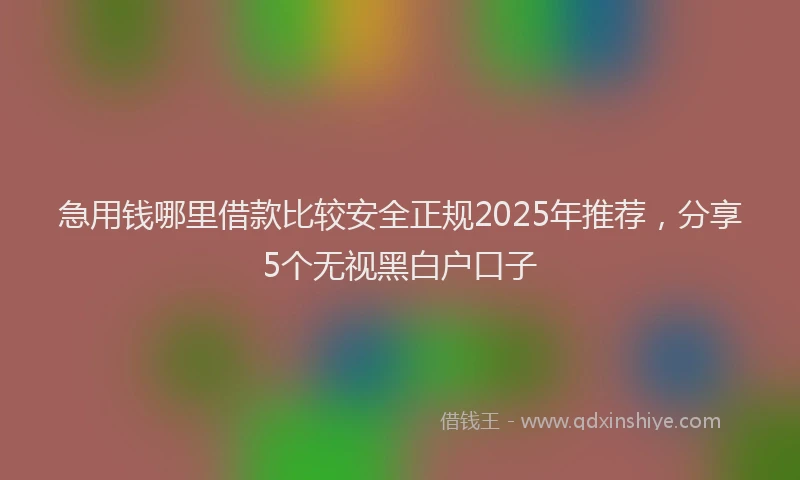 急用钱哪里借款比较安全正规2025年推荐，分享5个无视黑白户口子