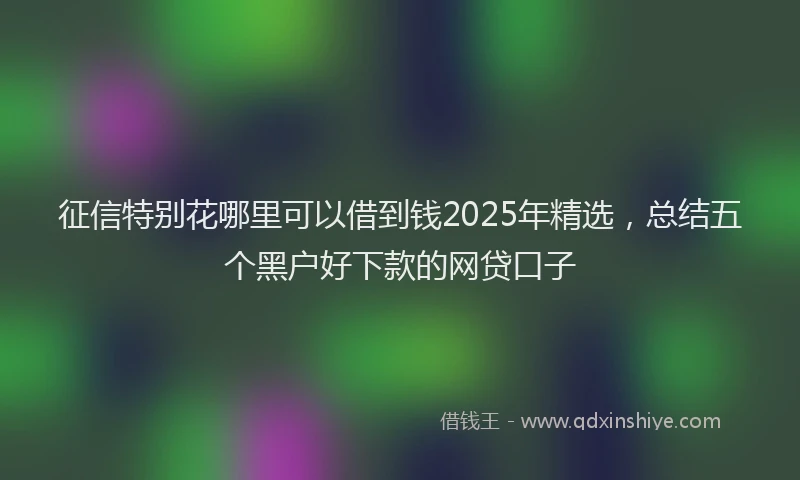 征信特别花哪里可以借到钱2025年精选，总结五个黑户好下款的网贷口子