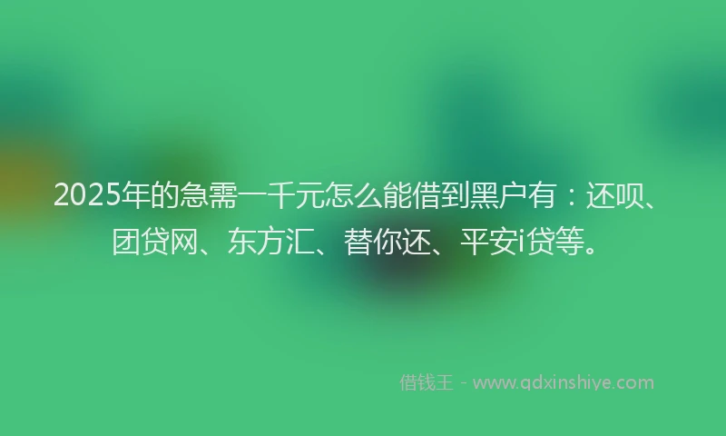 2025年的急需一千元怎么能借到黑户有：还呗、团贷网、东方汇、替你还、平安i贷等。
