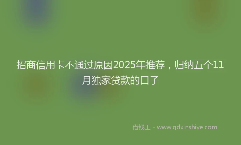 招商信用卡不通过原因2025年推荐，归纳五个11月独家贷款的口子