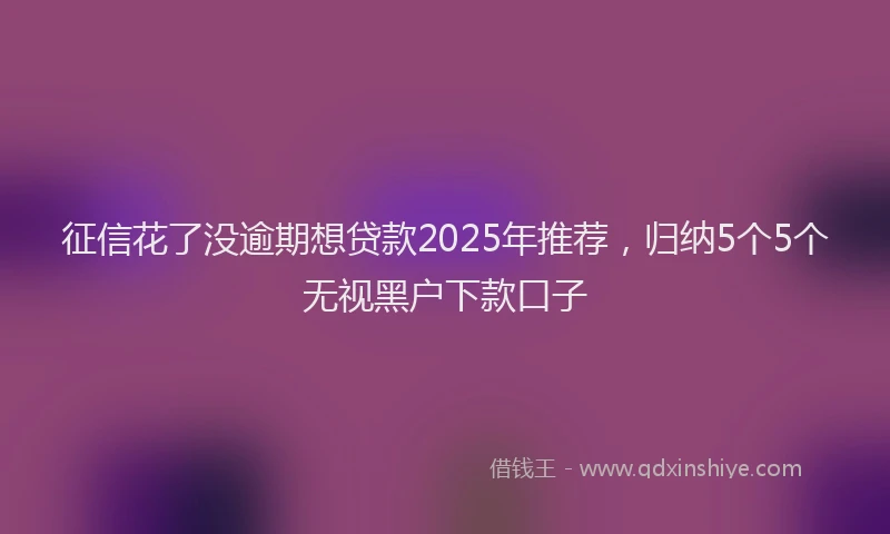 征信花了没逾期想贷款2025年推荐，归纳5个5个无视黑户下款口子