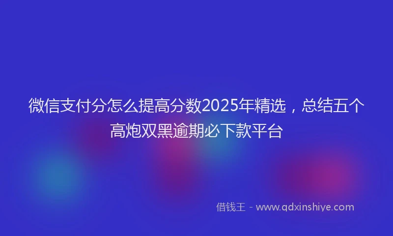微信支付分怎么提高分数2025年精选，总结五个高炮双黑逾期必下款平台