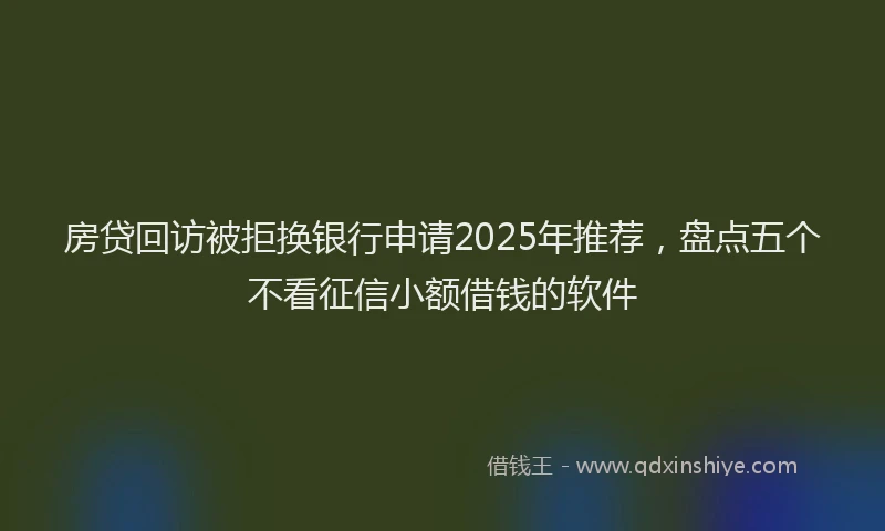 房贷回访被拒换银行申请2025年推荐，盘点五个不看征信小额借钱的软件