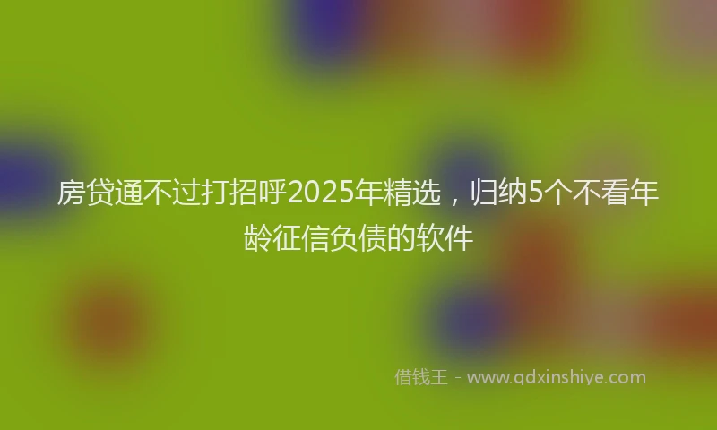 房贷通不过打招呼2025年精选，归纳5个不看年龄征信负债的软件