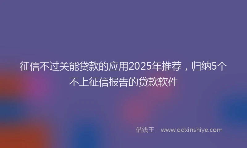 征信不过关能贷款的应用2025年推荐，归纳5个不上征信报告的贷款软件
