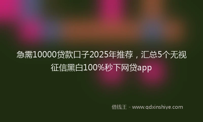 急需10000贷款口子2025年推荐，汇总5个无视征信黑白100%秒下网贷app