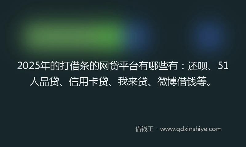 2025年的打借条的网贷平台有哪些有：还呗、51人品贷、信用卡贷、我来贷、微博借钱等。