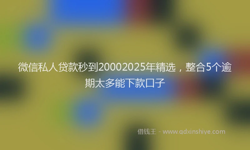 微信私人贷款秒到20002025年精选，整合5个逾期太多能下款口子