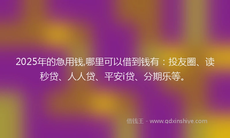 2025年的急用钱,哪里可以借到钱有：投友圈、读秒贷、人人贷、平安i贷、分期乐等。