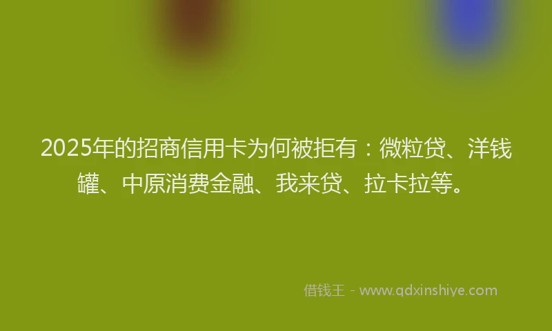 2025年的招商信用卡为何被拒有：微粒贷、洋钱罐、中原消费金融、我来贷、拉卡拉等。