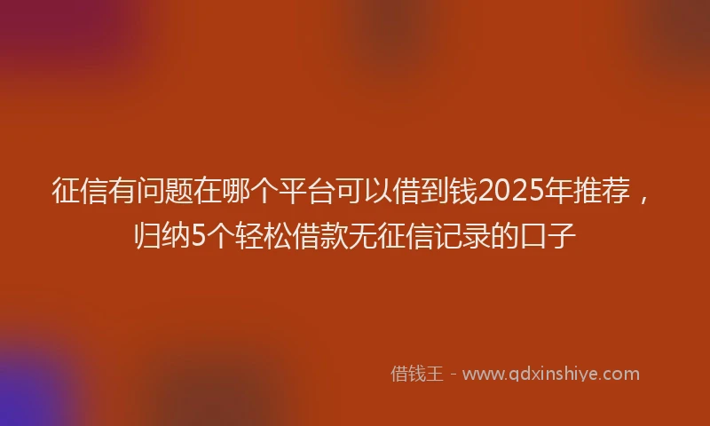 征信有问题在哪个平台可以借到钱2025年推荐，归纳5个轻松借款无征信记录的口子