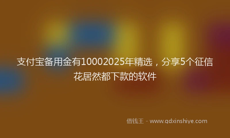支付宝备用金有10002025年精选，分享5个征信花居然都下款的软件