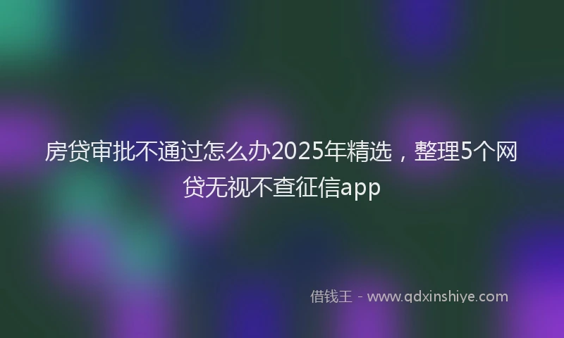 房贷审批不通过怎么办2025年精选，整理5个网贷无视不查征信app