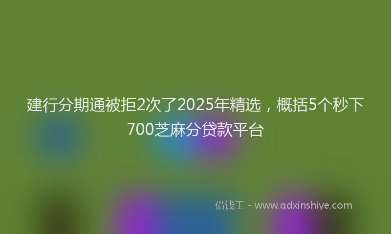 建行分期通被拒2次了2025年精选，概括5个秒下700芝麻分贷款平台