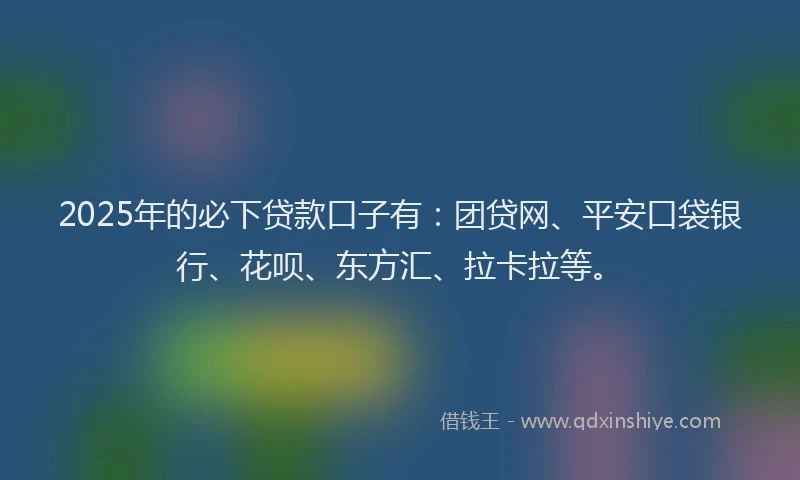 2025年的必下贷款口子有：团贷网、平安口袋银行、花呗、东方汇、拉卡拉等。