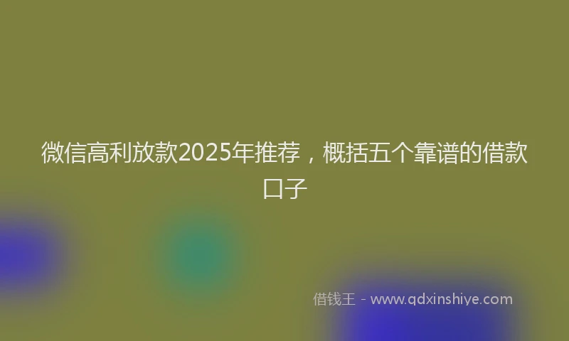 微信高利放款2025年推荐，概括五个靠谱的借款口子