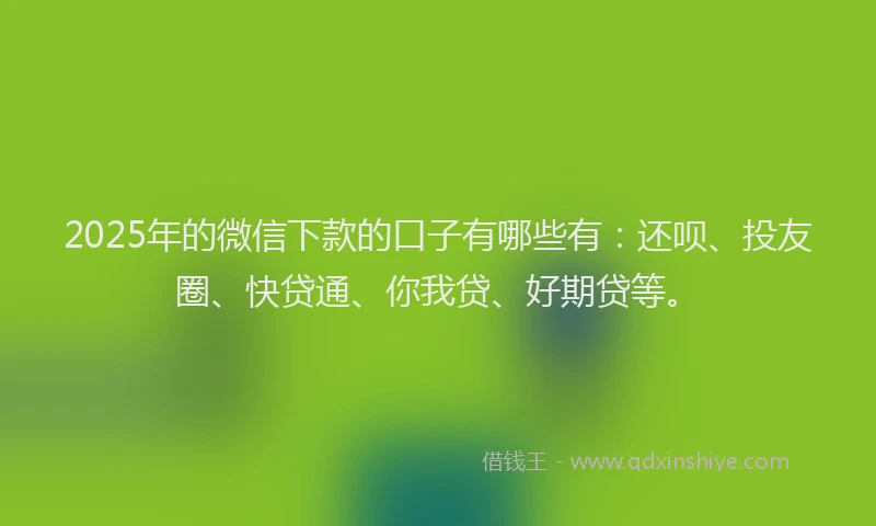 2025年的微信下款的口子有哪些有：还呗、投友圈、快贷通、你我贷、好期贷等。