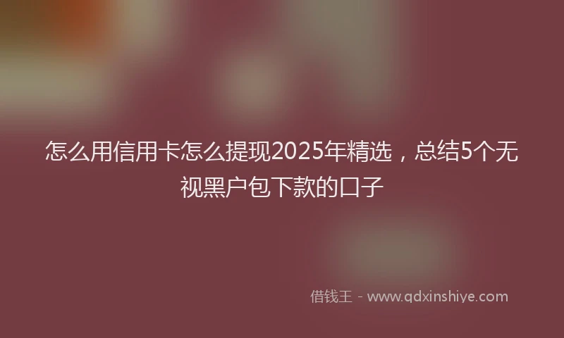 怎么用信用卡怎么提现2025年精选，总结5个无视黑户包下款的口子