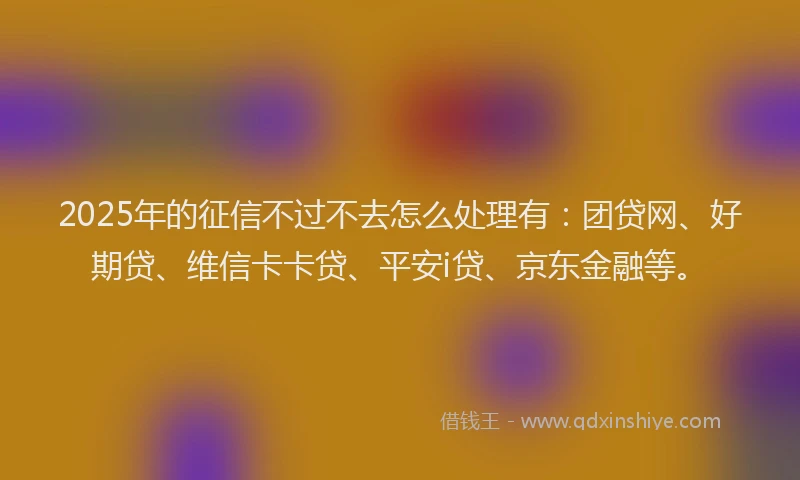 2025年的征信不过不去怎么处理有：团贷网、好期贷、维信卡卡贷、平安i贷、京东金融等。