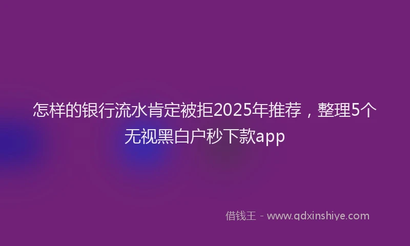 怎样的银行流水肯定被拒2025年推荐，整理5个无视黑白户秒下款app