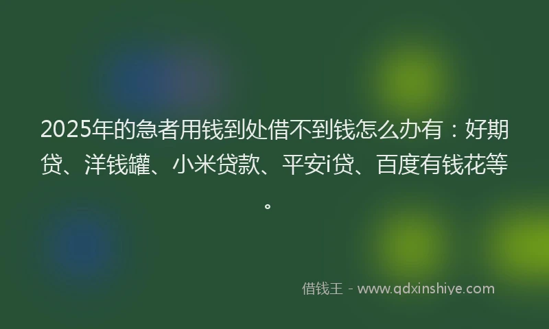 2025年的急者用钱到处借不到钱怎么办有：好期贷、洋钱罐、小米贷款、平安i贷、百度有钱花等。