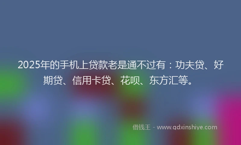 2025年的手机上贷款老是通不过有：功夫贷、好期贷、信用卡贷、花呗、东方汇等。