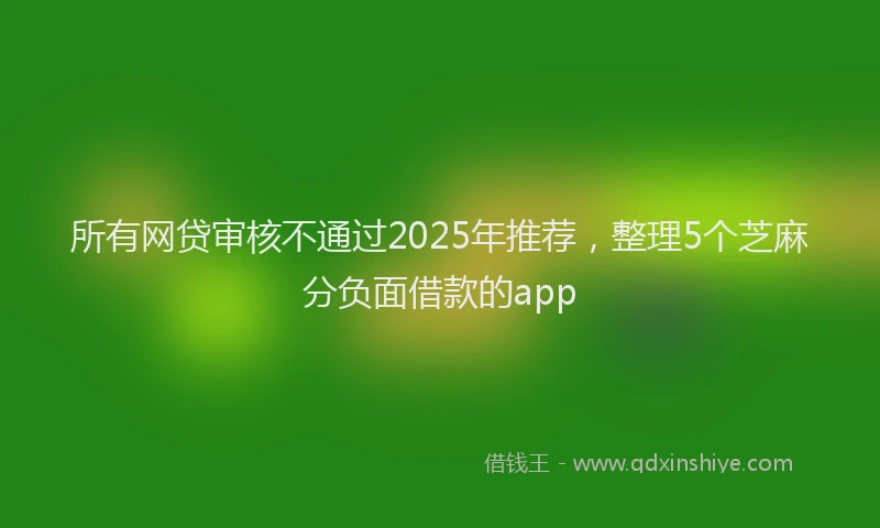 所有网贷审核不通过2025年推荐，整理5个芝麻分负面借款的app
