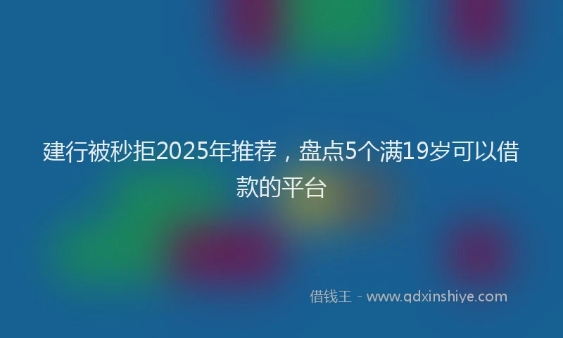建行被秒拒2025年推荐，盘点5个满19岁可以借款的平台