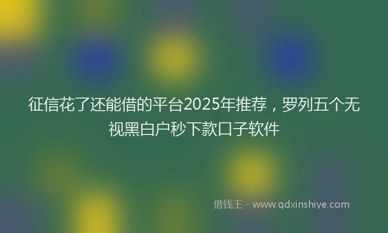 征信花了还能借的平台2025年推荐，罗列五个无视黑白户秒下款口子软件