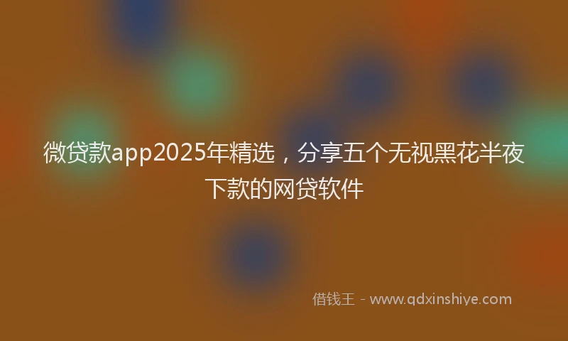 微贷款app2025年精选，分享五个无视黑花半夜下款的网贷软件