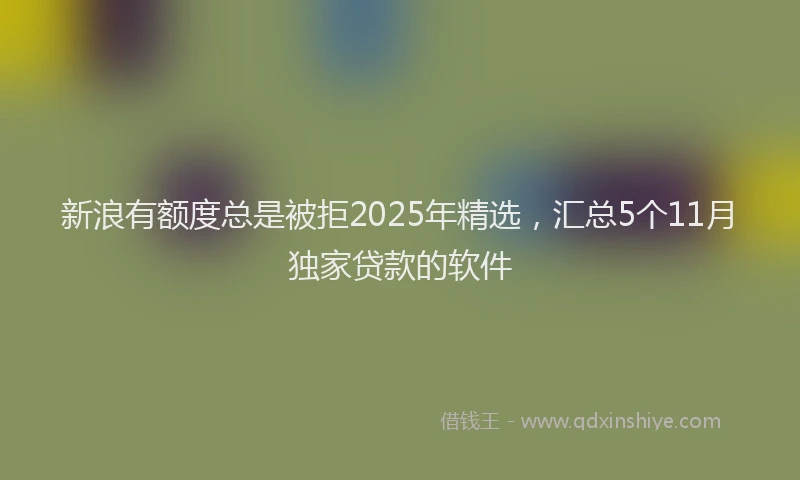新浪有额度总是被拒2025年精选，汇总5个11月独家贷款的软件