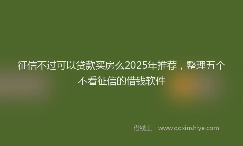 征信不过可以贷款买房么2025年推荐，整理五个不看征信的借钱软件