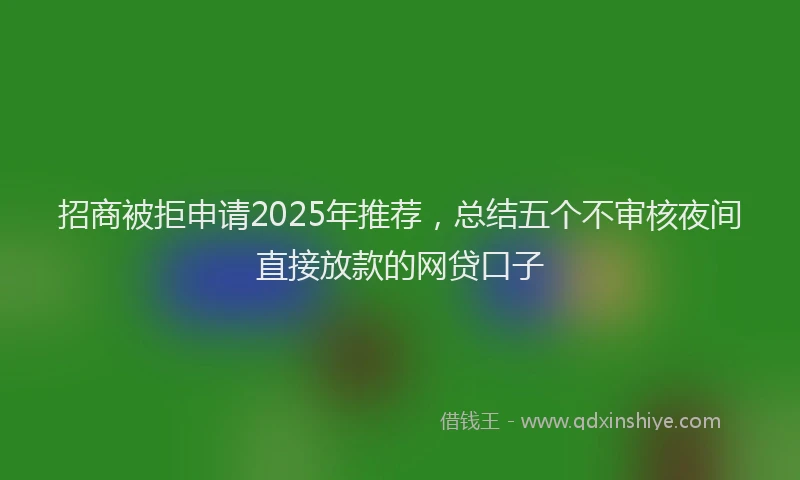 招商被拒申请2025年推荐，总结五个不审核夜间直接放款的网贷口子