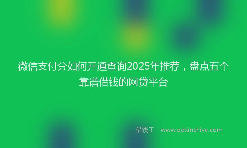微信支付分如何开通查询2025年推荐，盘点五个靠谱借钱的网贷平台