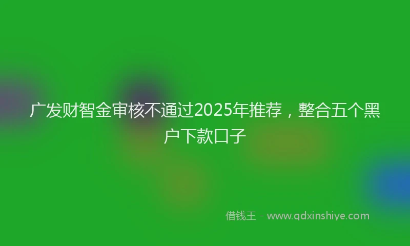 广发财智金审核不通过2025年推荐，整合五个黑户下款口子