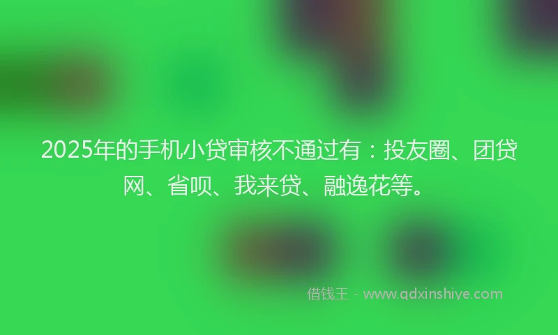 2025年的手机小贷审核不通过有：投友圈、团贷网、省呗、我来贷、融逸花等。