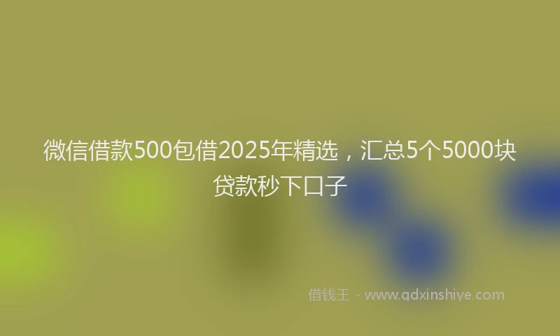 微信借款500包借2025年精选，汇总5个5000块贷款秒下口子