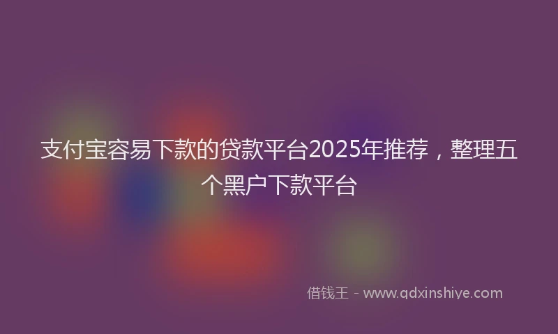 支付宝容易下款的贷款平台2025年推荐，整理五个黑户下款平台