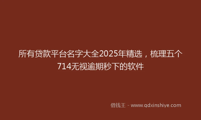 所有贷款平台名字大全2025年精选，梳理五个714无视逾期秒下的软件