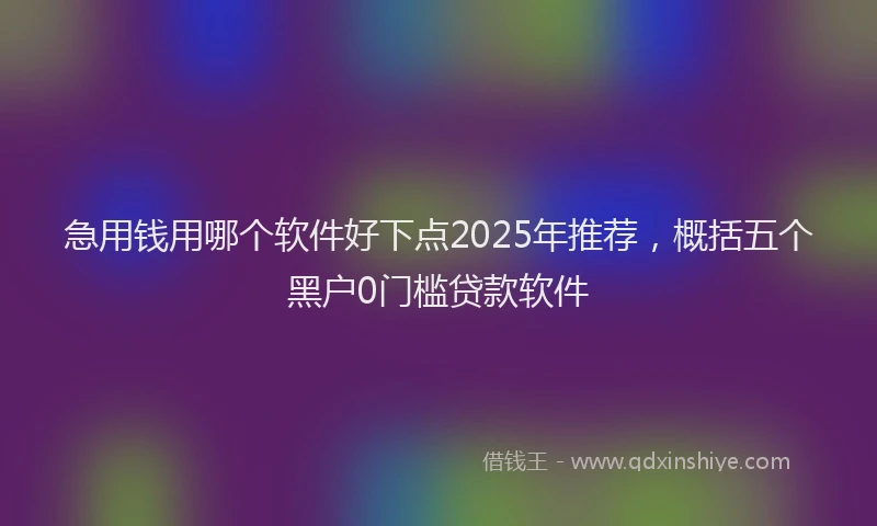 急用钱用哪个软件好下点2025年推荐，概括五个黑户0门槛贷款软件