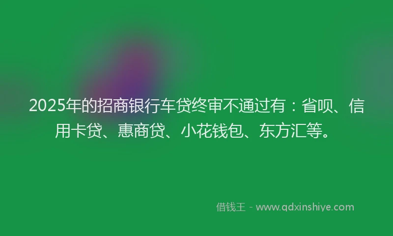 2025年的招商银行车贷终审不通过有：省呗、信用卡贷、惠商贷、小花钱包、东方汇等。
