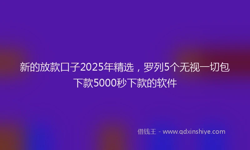 新的放款口子2025年精选，罗列5个无视一切包下款5000秒下款的软件