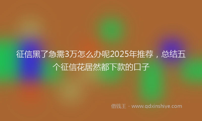 征信黑了急需3万怎么办呢2025年推荐，总结五个征信花居然都下款的口子