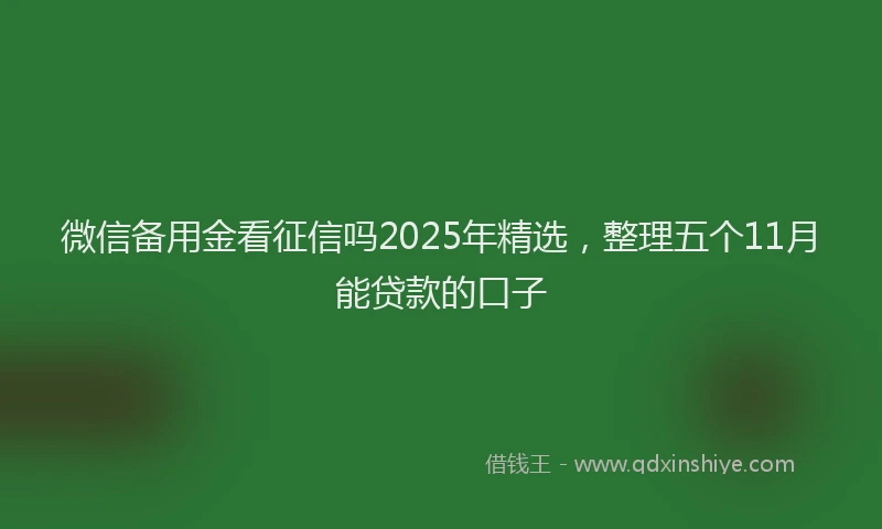 微信备用金看征信吗2025年精选，整理五个11月能贷款的口子