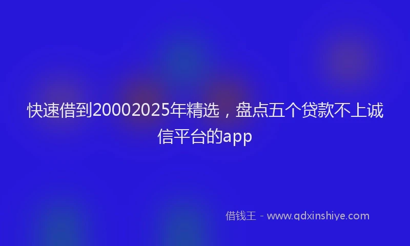 快速借到20002025年精选，盘点五个贷款不上诚信平台的app